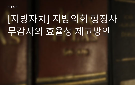 [지방자치] 지방의회 행정사무감사의 효율성 제고방안