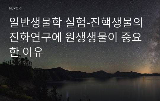 일반생물학 실험-진핵생물의 진화연구에 원생생물이 중요한 이유