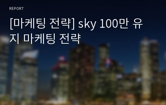 [마케팅 전략] sky 100만 유지 마케팅 전략