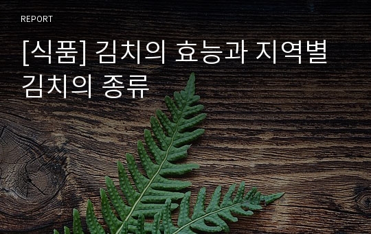 [식품] 김치의 효능과 지역별 김치의 종류