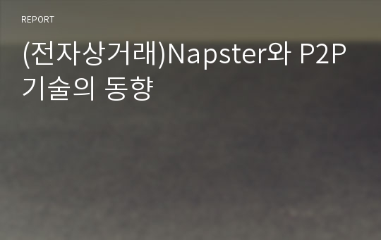(전자상거래)Napster와 P2P기술의 동향