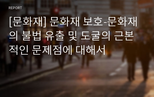 [문화재] 문화재 보호-문화재의 불법 유출 및 도굴의 근본적인 문제점에 대해서