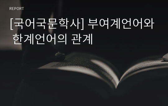 [국어국문학사] 부여계언어와 한계언어의 관계