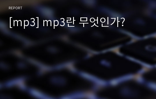 [mp3] mp3란 무엇인가?