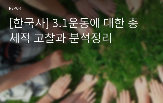 [한국사] 3.1운동에 대한 총체적 고찰과 분석정리