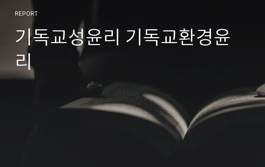 기독교성윤리 기독교환경윤리