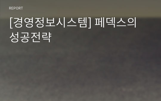 [경영정보시스템] 페덱스의 성공전략