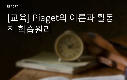 [교육] Piaget의 이론과 활동적 학습원리