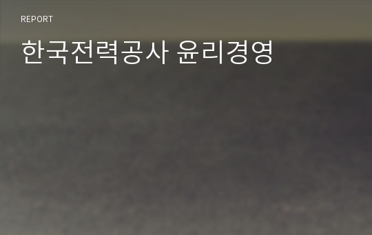 한국전력공사 윤리경영