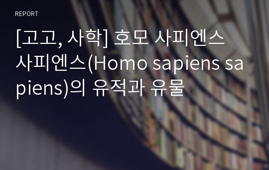 [고고, 사학] 호모 사피엔스 사피엔스(Homo sapiens sapiens)의 유적과 유물