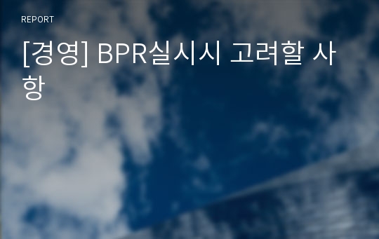 [경영] BPR실시시 고려할 사항