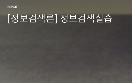 [정보검색론] 정보검색실습