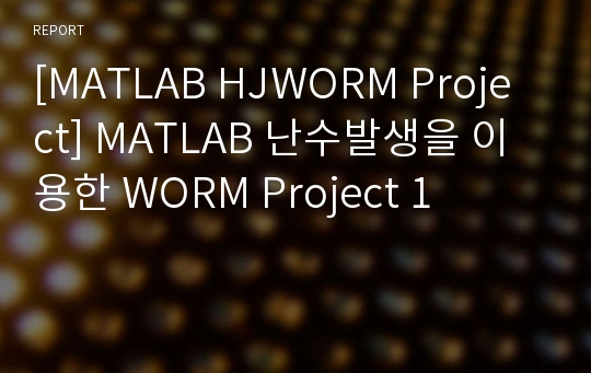 [MATLAB HJWORM Project] MATLAB 난수발생을 이용한 WORM Project 1