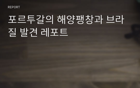 포르투갈의 해양팽창과 브라질 발견 레포트