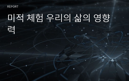 미적 체험 우리의 삶의 영향력