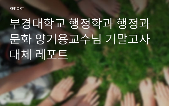 부경대학교 행정학과 행정과문화 양기용교수님 기말고사 대체 레포트