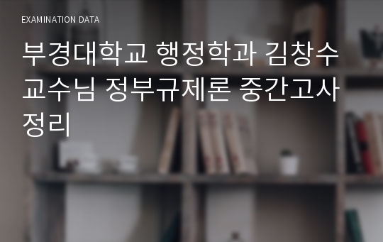 부경대학교 행정학과 김창수 교수님 정부규제론 중간고사 정리