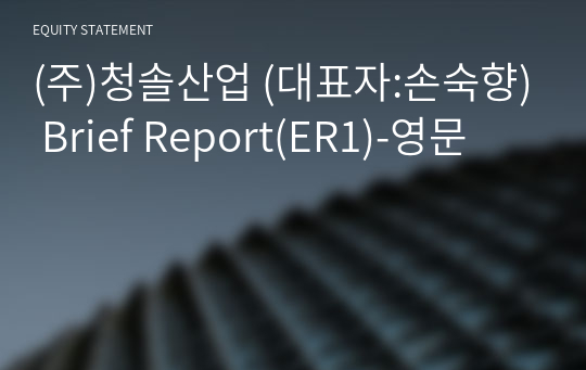 (주)청솔산업 Brief Report(ER1)-영문