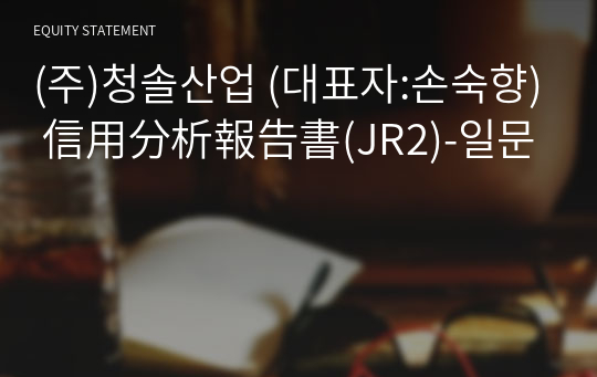 (주)청솔산업 信用分析報告書(JR2)-일문