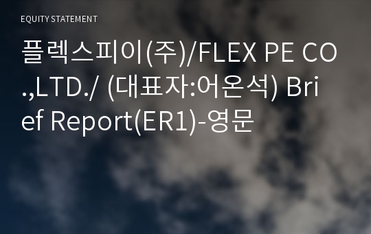 플렉스피이(주) Brief Report(ER1)-영문