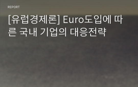 [유럽경제론] Euro도입에 따른 국내 기업의 대응전략