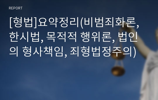 [형법]요약정리(비범죄화론, 한시법, 목적적 행위론, 법인의 형사책임, 죄형법정주의)