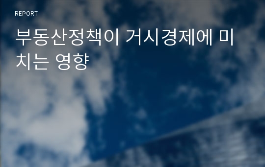 부동산정책이 거시경제에 미치는 영향