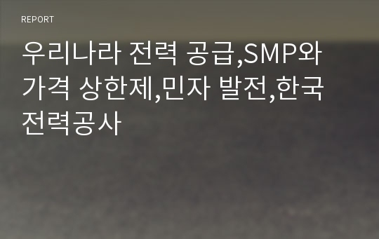 우리나라 전력 공급,SMP와 가격 상한제,민자 발전,한국전력공사