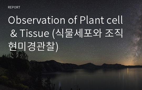 Observation of Plant cell &amp; Tissue (식물세포와 조직 현미경관찰)