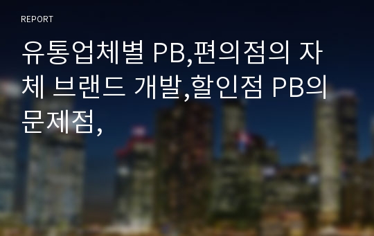 유통업체별 PB,편의점의 자체 브랜드 개발,할인점 PB의 문제점,