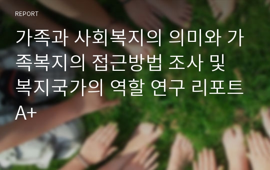 가족과 사회복지의 의미와 가족복지의 접근방법 조사 및 복지국가의 역할 연구 리포트A+