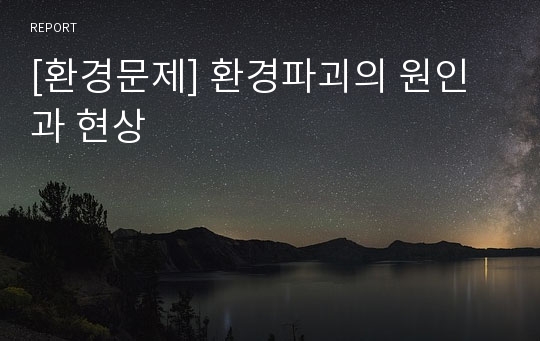 [환경문제] 환경파괴의 원인과 현상