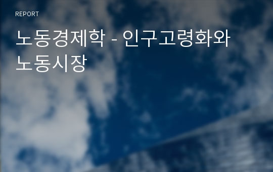 노동경제학 - 인구고령화와 노동시장