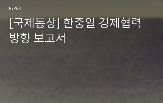 [국제통상] 한중일 경제협력 방향 보고서