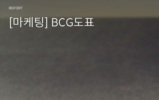 [마케팅] BCG도표