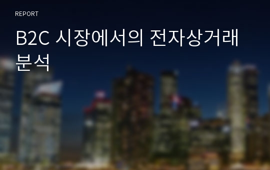 B2C 시장에서의 전자상거래 분석