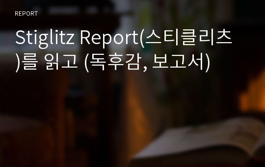 Stiglitz Report(스티클리츠)를 읽고 (독후감, 보고서)