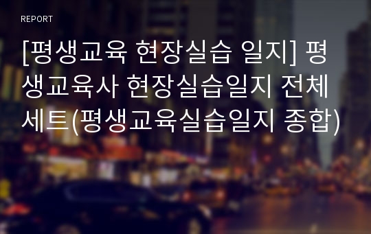 [평생교육 현장실습 일지] 평생교육사 현장실습일지 전체 세트(평생교육실습일지 종합)