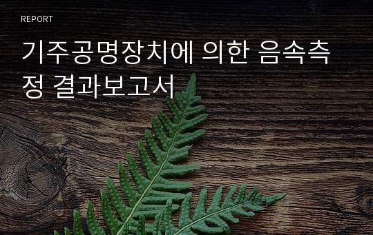 기주공명장치에 의한 음속측정 결과보고서