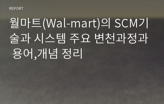 월마트(Wal-mart)의 SCM기술과 시스템 주요 변천과정과 용어,개념 정리