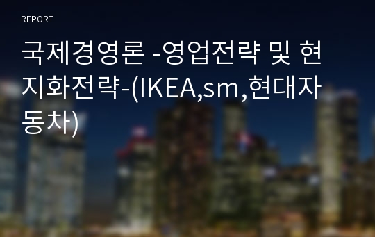 국제경영론 -영업전략 및 현지화전략-(IKEA,sm,현대자동차)