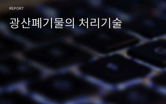 광산폐기물의 처리기술