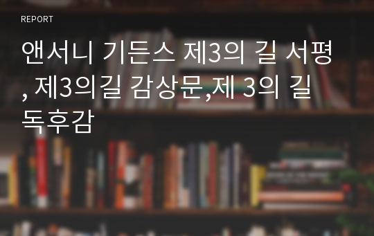 앤서니 기든스 제3의 길 서평, 제3의길 감상문,제 3의 길 독후감