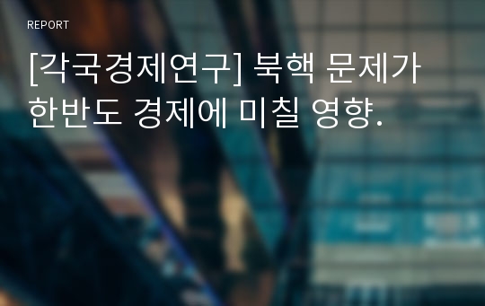 [각국경제연구] 북핵 문제가 한반도 경제에 미칠 영향.