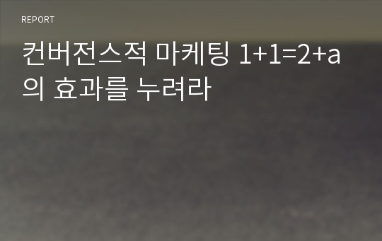 컨버전스적 마케팅 1+1=2+a 의 효과를 누려라