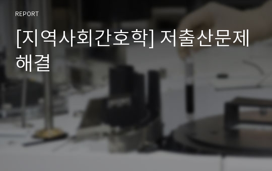 [지역사회간호학] 저출산문제해결