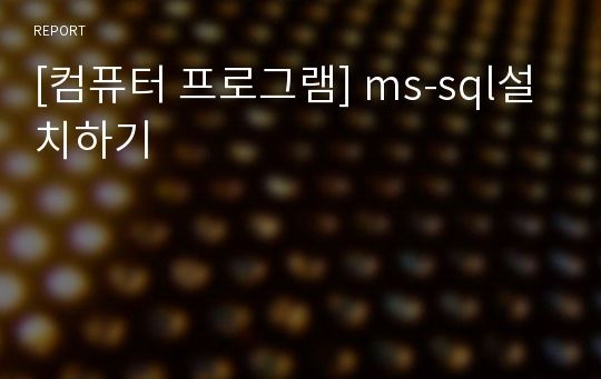 [컴퓨터 프로그램] ms-sql설치하기