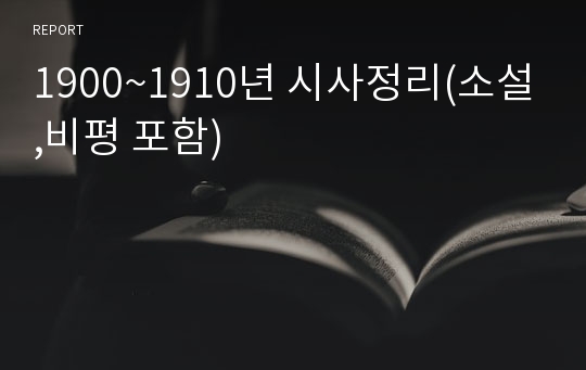 1900~1910년 시사정리(소설,비평 포함)