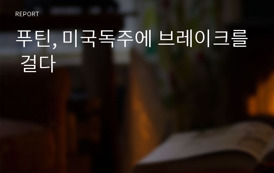 푸틴, 미국독주에 브레이크를 걸다