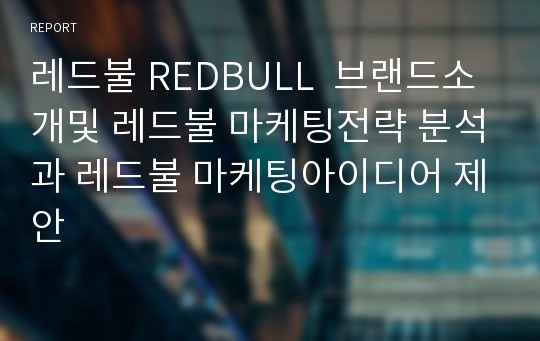 레드불 REDBULL  브랜드소개및 레드불 마케팅전략 분석과 레드불 마케팅아이디어 제안